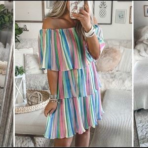 Rainbow Off the shoulder Dress